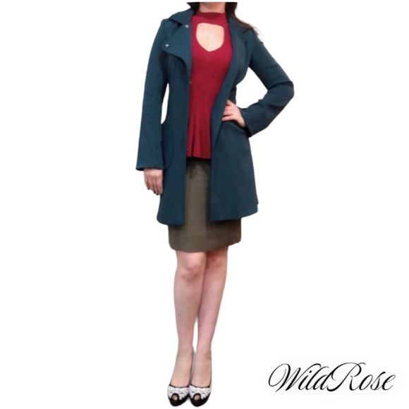 DVF DIANE VON FURSTENBERG Green Snap Trench Jacket SZ 4 - Picture 4 of 17